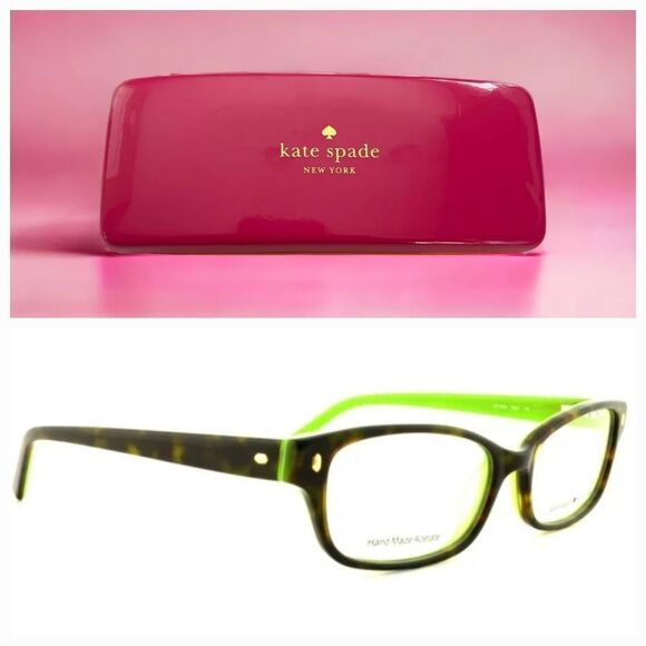 💜Kate Spade Brown & Lime Green "LucyAnn" Eyeglasses W/Hardshell Case - Picture 12 of 15